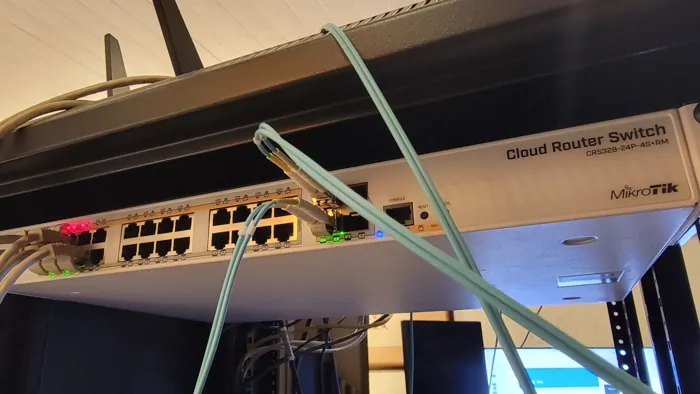 Network switch and cabling used in the MultiView prototype.
