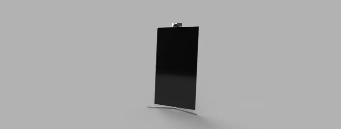 Mobile Portrait concept render. Full camera-and-display assembly, front view.