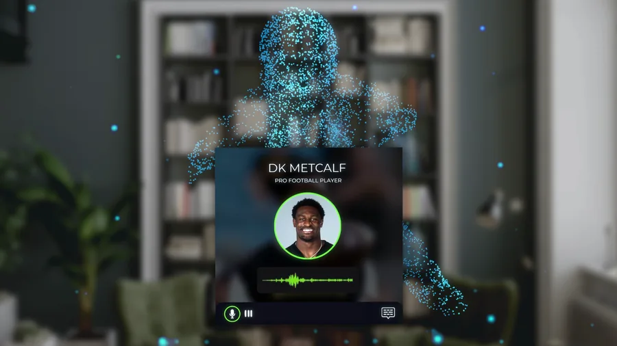 ASTEROID interactive experience: DK Metcalf’s character in an augmented-reality call.