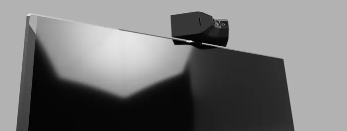 Mobile Portrait concept render. Camera housing above the display, rear detail.