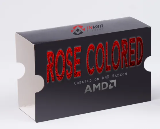 Rose Colored viewer sleeve with film and AMD branding. Promotional package, 2018.