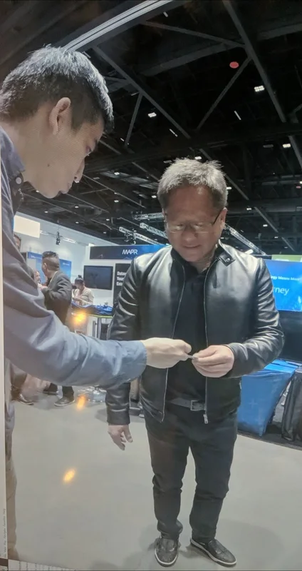 Jensen Huang and a VCS representative at the NVIDIA GTC demonstration.
