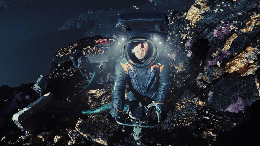 ASTEROID film still: Ron Perlman’s character on the asteroid surface.
