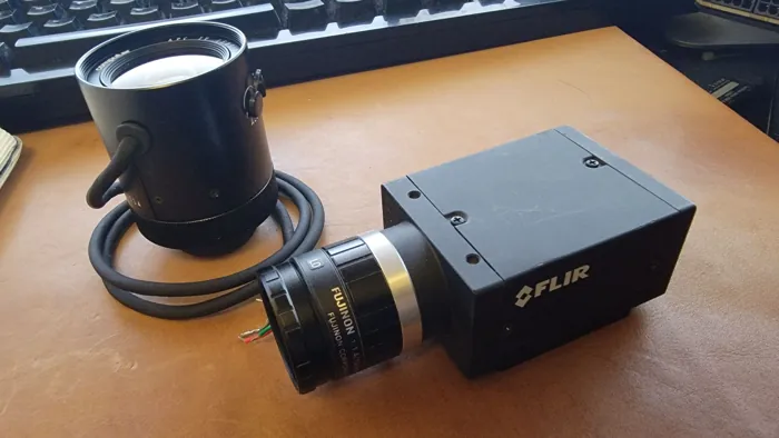 FLIR camera and lens during MultiView hardware evaluation.