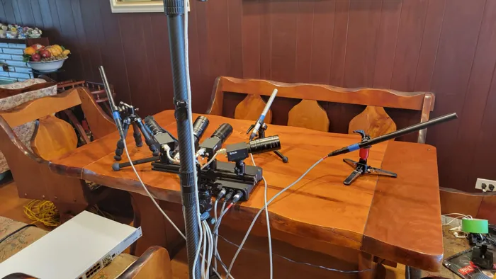 Wider view of the MultiView table-top test setup.